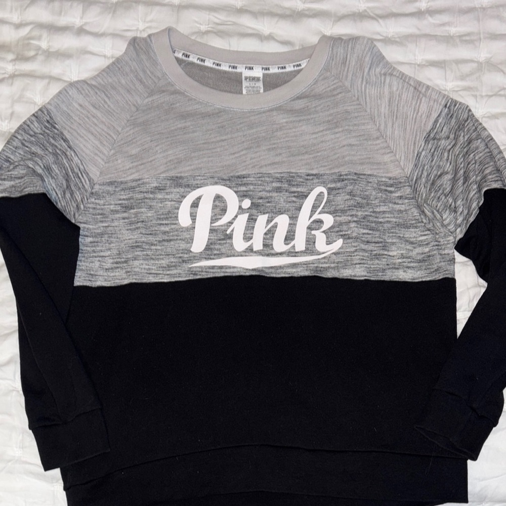 Victoria's Secret Pink Gray and Black Sweatshirt